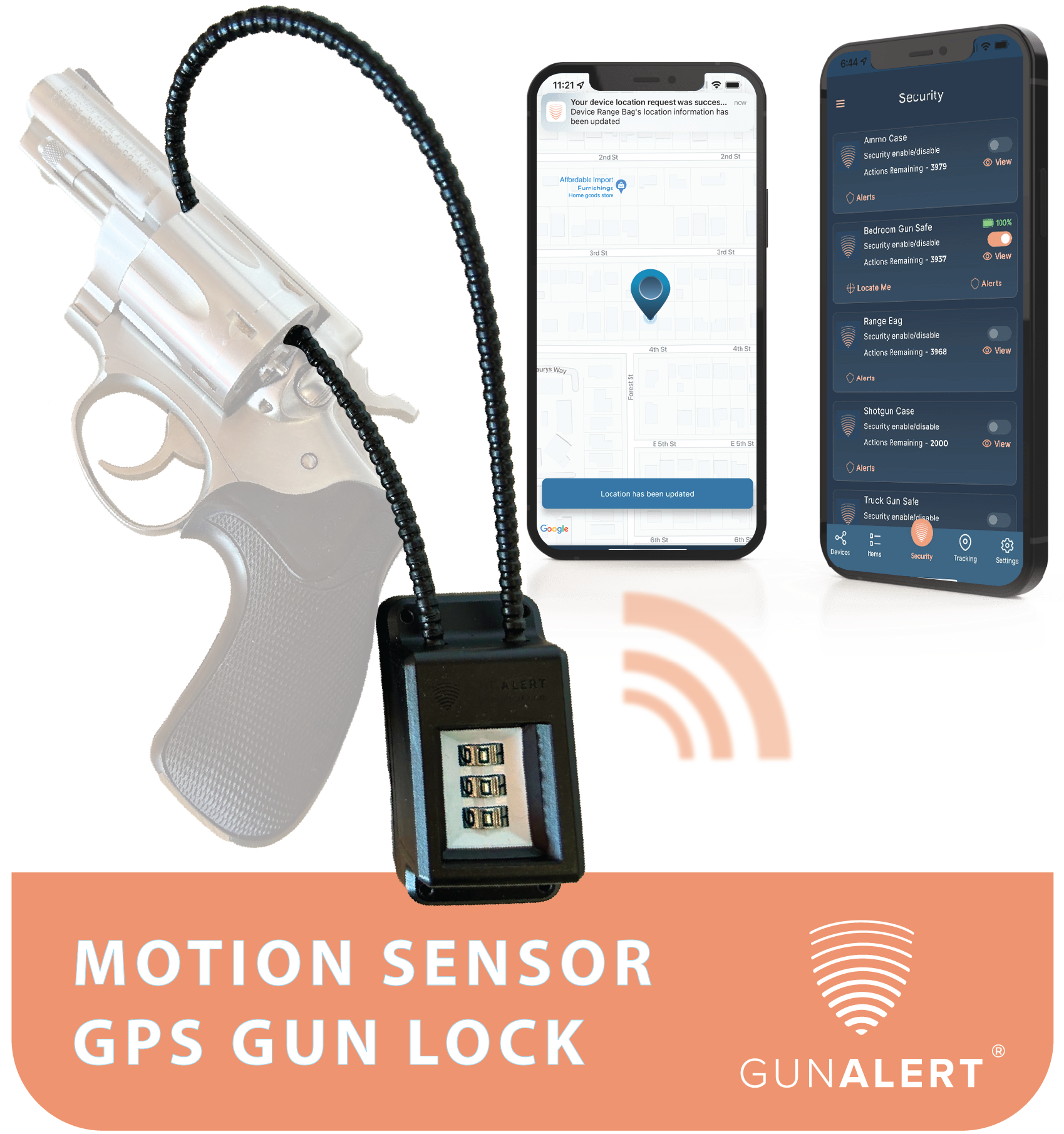 GunAlert Motion Detection & GPS Cable Gun Lock All-in-one Firearm Security Solution